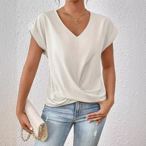 Marie – Sommer Freizeit T-Shirt mit Unregelmäßigem Knoten