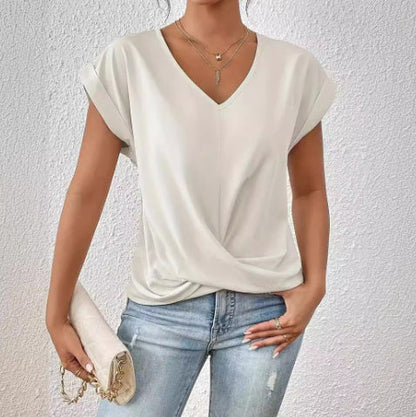 Marie – Sommer Freizeit T-Shirt mit Unregelmäßigem Knoten