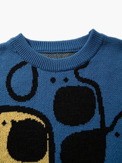 Herren Pullover mit abstraktem Hunde-Muster, lässig, modisch für Herbst und Winter