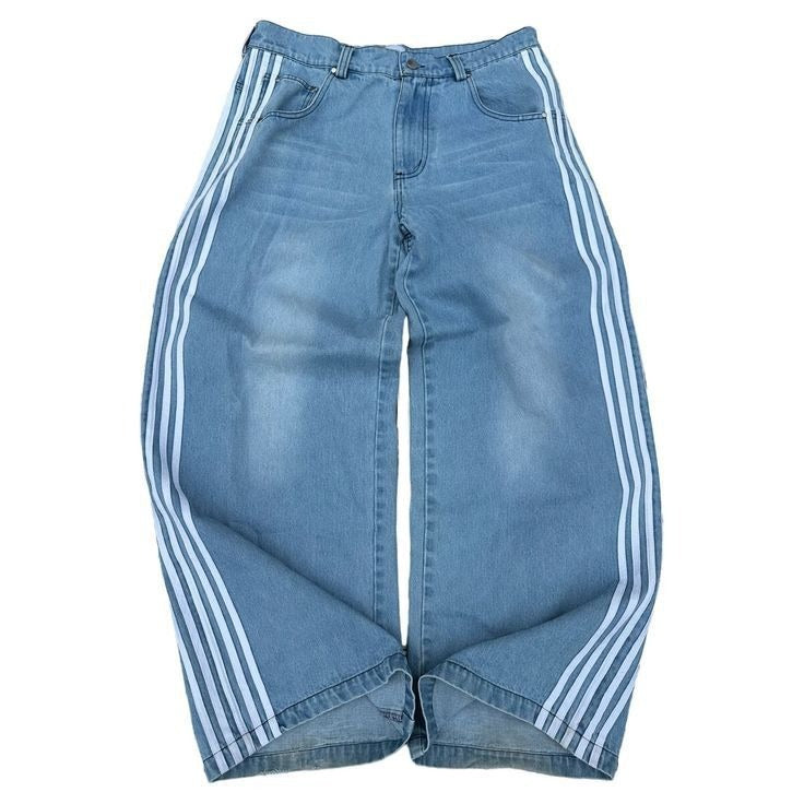Jake – Vintage gestreifte gestickte Jeans für Herren