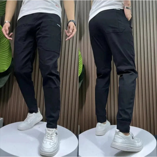 Phil – Hoch elastische lässige Hose mit sechs Taschen und Stickerei aus Ice Silk