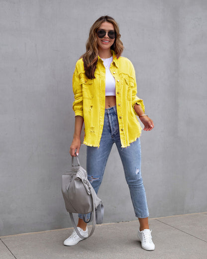 Phoebe – Modische Ripped Shirtjacke für Frauen im Herbst und Frühling