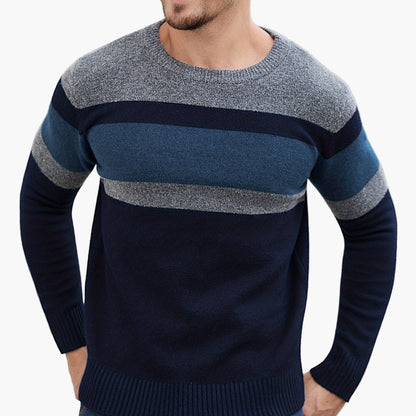 Herren Strickpullover mit Streifenmuster – Modischer Freizeitpullover für Herbst und Winter