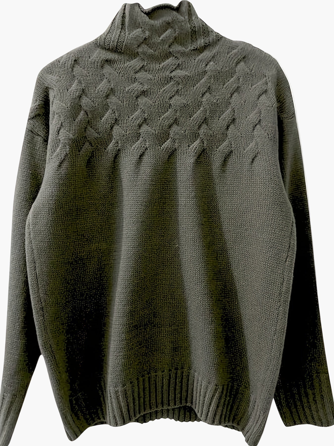 Damen Zopfmuster Strickpullover mit Stehkragen für Herbst und Winter – Modischer, Bequemer Freizeitpullover