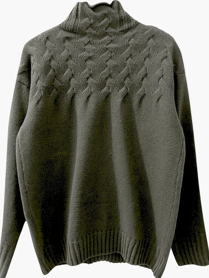 Damen Zopfmuster Strickpullover mit Stehkragen für Herbst und Winter – Modischer, Bequemer Freizeitpullover