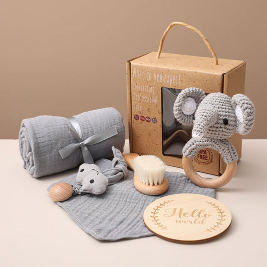 Baby Geschenkset mit Elefant – Neutrales Baby Erstausstattungs- und Pflege-Set, Ideal als Geschenk zur Geburt