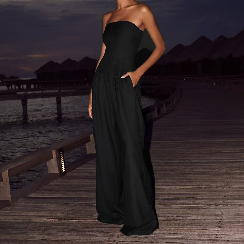 Sue – Weite Jumpsuit mit Rückenfreiheit und Tube-Top