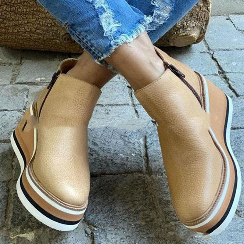 Jennifer – Flache Stiefel mit seitlichem Reißverschluss für Herbst und Winter