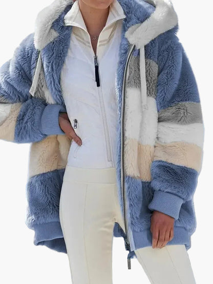 Damen Winterjacke mit Kapuze und Reißverschluss – Modischer Freizeitmantel für kalte Tage