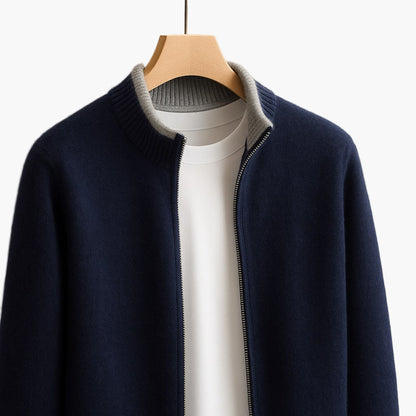 Herren Strickjacke mit Stehkragen und Reißverschluss – Modern, Elegant, Vielseitig für Alltag und Büro