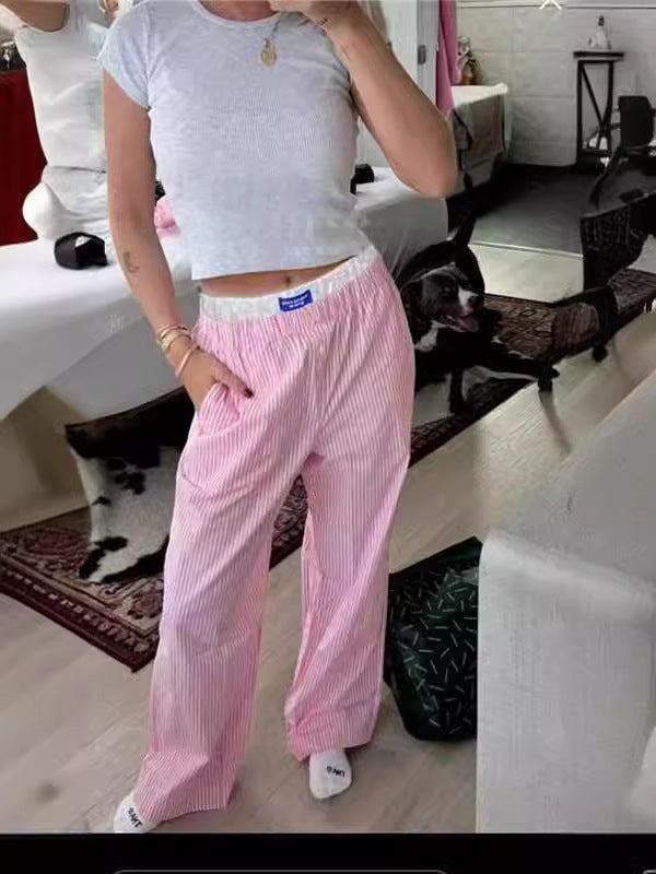 Janet – Elastische Weite Bein Hose mit vertikalen Streifen