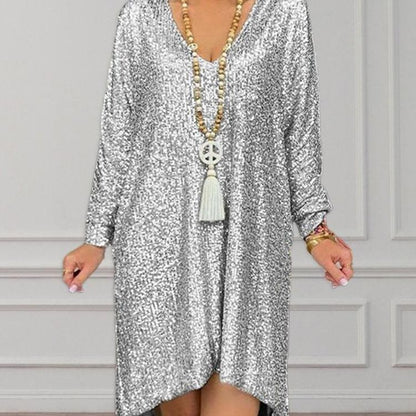 Damen Glitzer Paillettenkleid Elegant A-Linie für festliche Anlässe und Partys