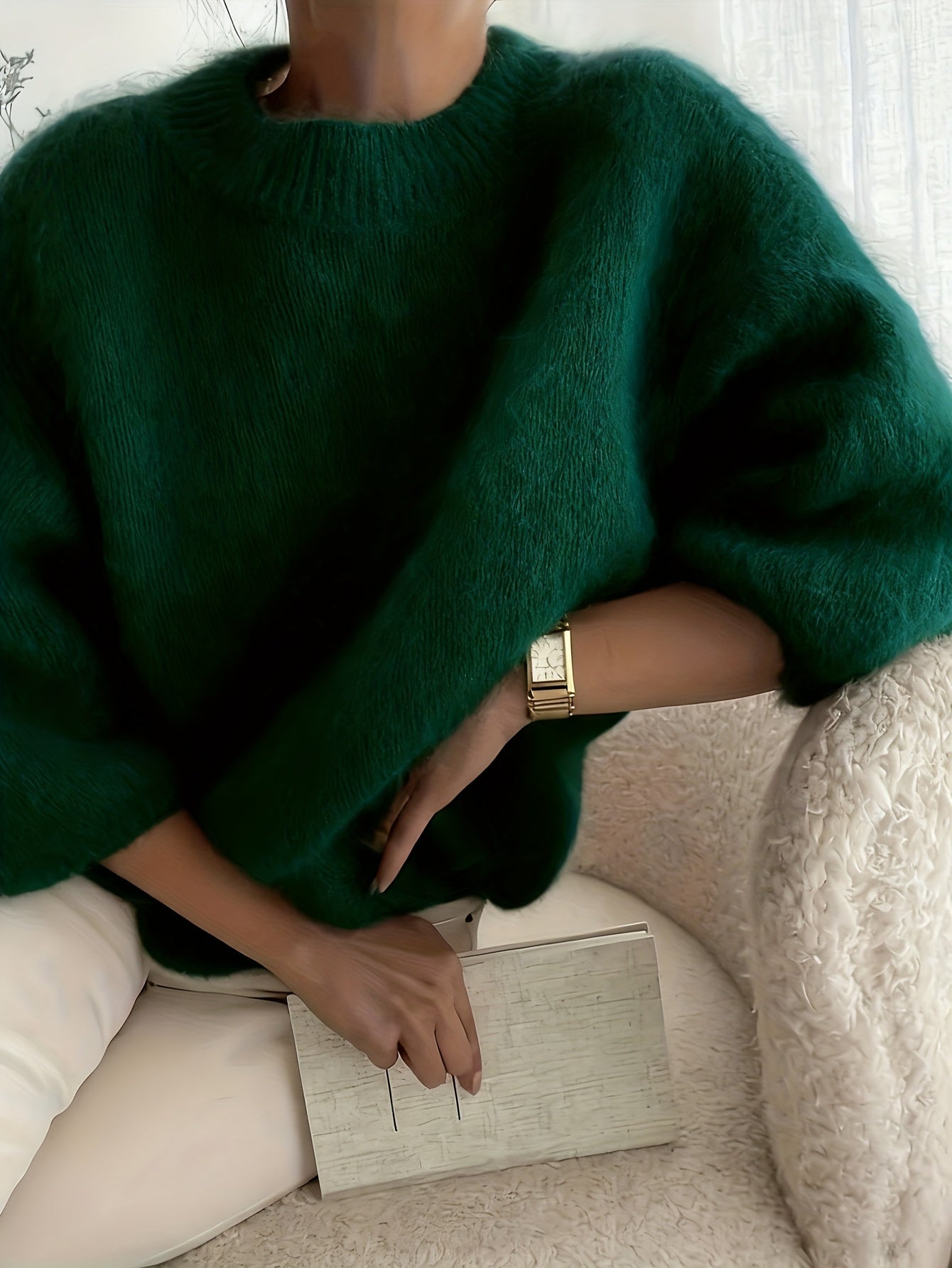 Damen Oversize Pullover Elegant Herbst Winter Freizeit