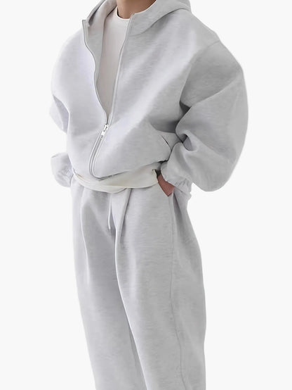 Herren Oversize Trainingsanzug mit Kapuze – Sportlicher Freizeit Zweiteiler