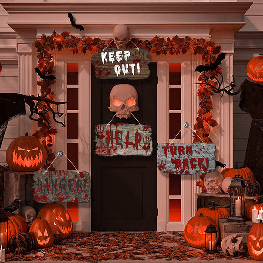 Halloween Türschild Set – Gruselige Dekoration für Halloween Partys und Trick-or-Treat