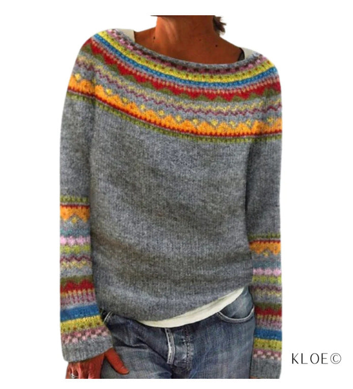 Melissa – Multicolor Rundhals Pullover mit lockerer Passform