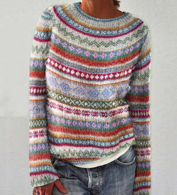 Melissa – Multicolor Rundhals Pullover mit lockerer Passform