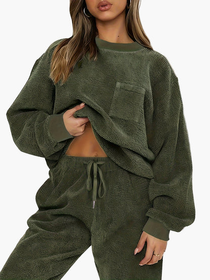 Damen Freizeit Trainingsanzug Set – Lockerer Style für Herbst und Winter