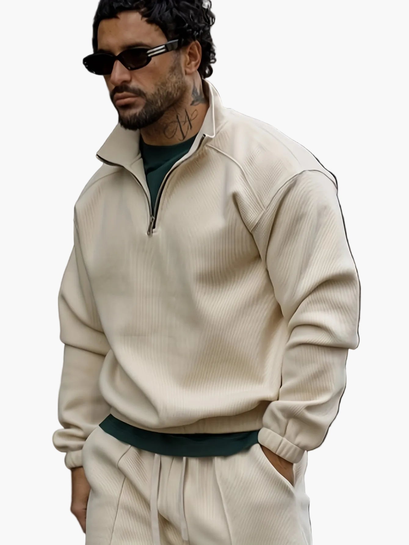 Herren Freizeit Trainingsanzug mit Reißverschluss – Modischer Streetwear Jogginganzug für Alltag und Sport