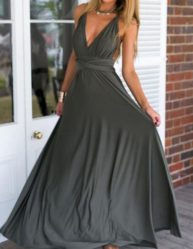 Damen Maxikleid mit Rückenfreiem Design – Elegantes Abendkleid, vielseitig tragbar, Partykleid
