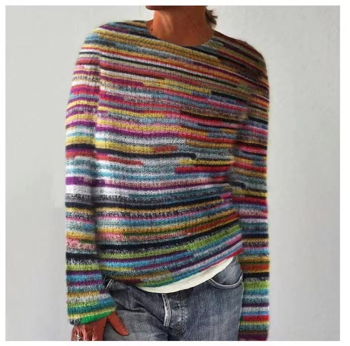 Melissa – Multicolor Rundhals Pullover mit lockerer Passform