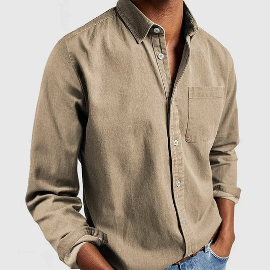 Herren Freizeit Hemd Regular Fit – Langarm, Stylischer Cardigan Look für Alltag und Büro