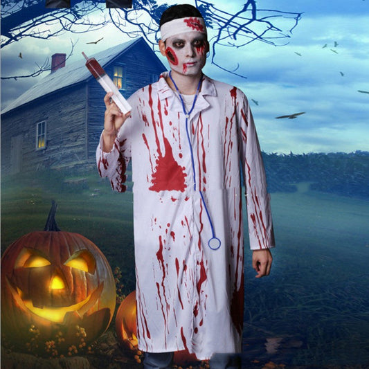 Halloween Herren Kostüm Blutrünstiger Zombie-Arzt für Gruselige Partys