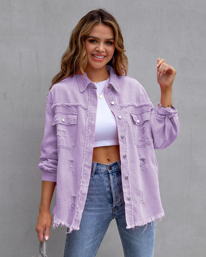 Phoebe – Modische Ripped Shirtjacke für Frauen im Herbst und Frühling