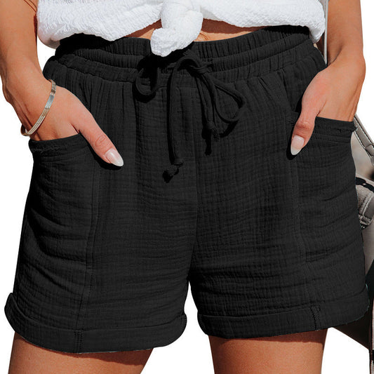 Leanne – Hochtaillierte Weite Shorts für Damen