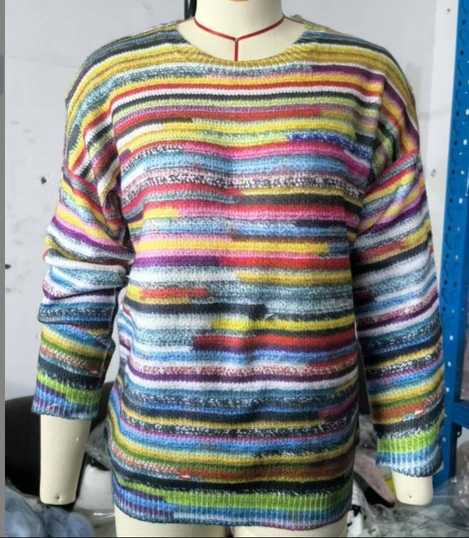 Melissa – Multicolor Rundhals Pullover mit lockerer Passform