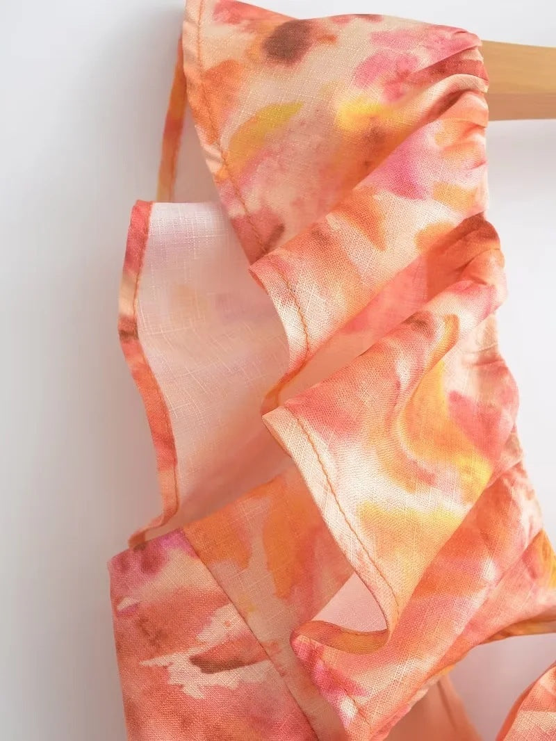 Damen Maxikleid mit Rüschen und Volants – Elegantes Sommerkleid für Freizeit und Urlaub