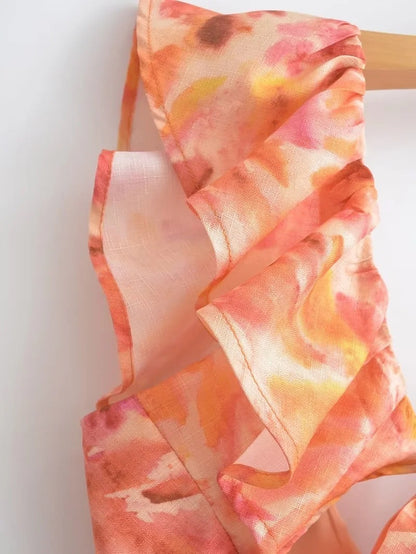 Damen Maxikleid mit Rüschen und Volants – Elegantes Sommerkleid für Freizeit und Urlaub