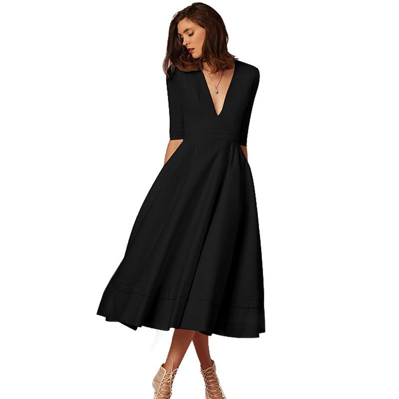 Alison – V-Ausschnitt Kleid im Retro 60er Swing Stil