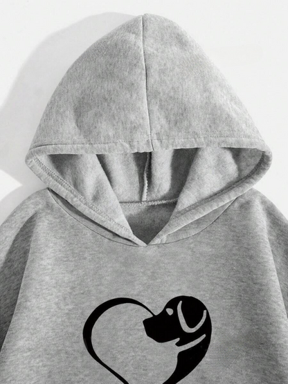 Damen Hoodie mit Hundeherz & Pfotenmotiv – Tierliebe Statement Pullover, ideal für Freizeit & Alltag