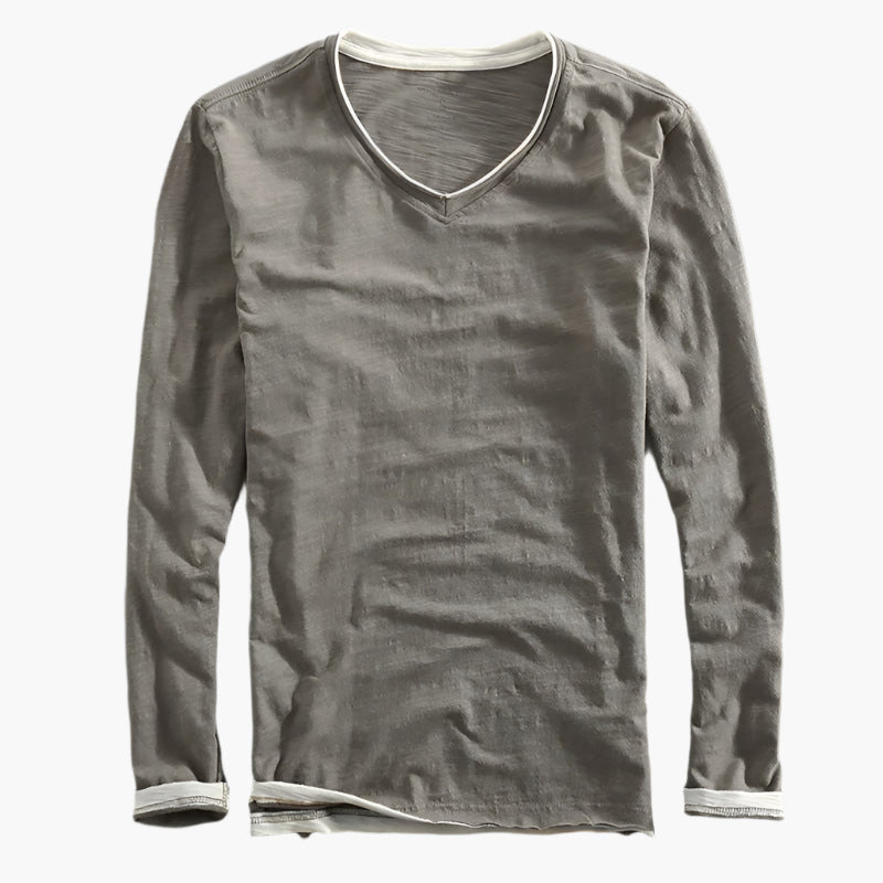 Herren Langarmshirt mit Layer-Look und V-Ausschnitt – Modernes Freizeitshirt für den Alltag