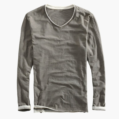 Herren Langarmshirt mit Layer-Look und V-Ausschnitt – Modernes Freizeitshirt für den Alltag