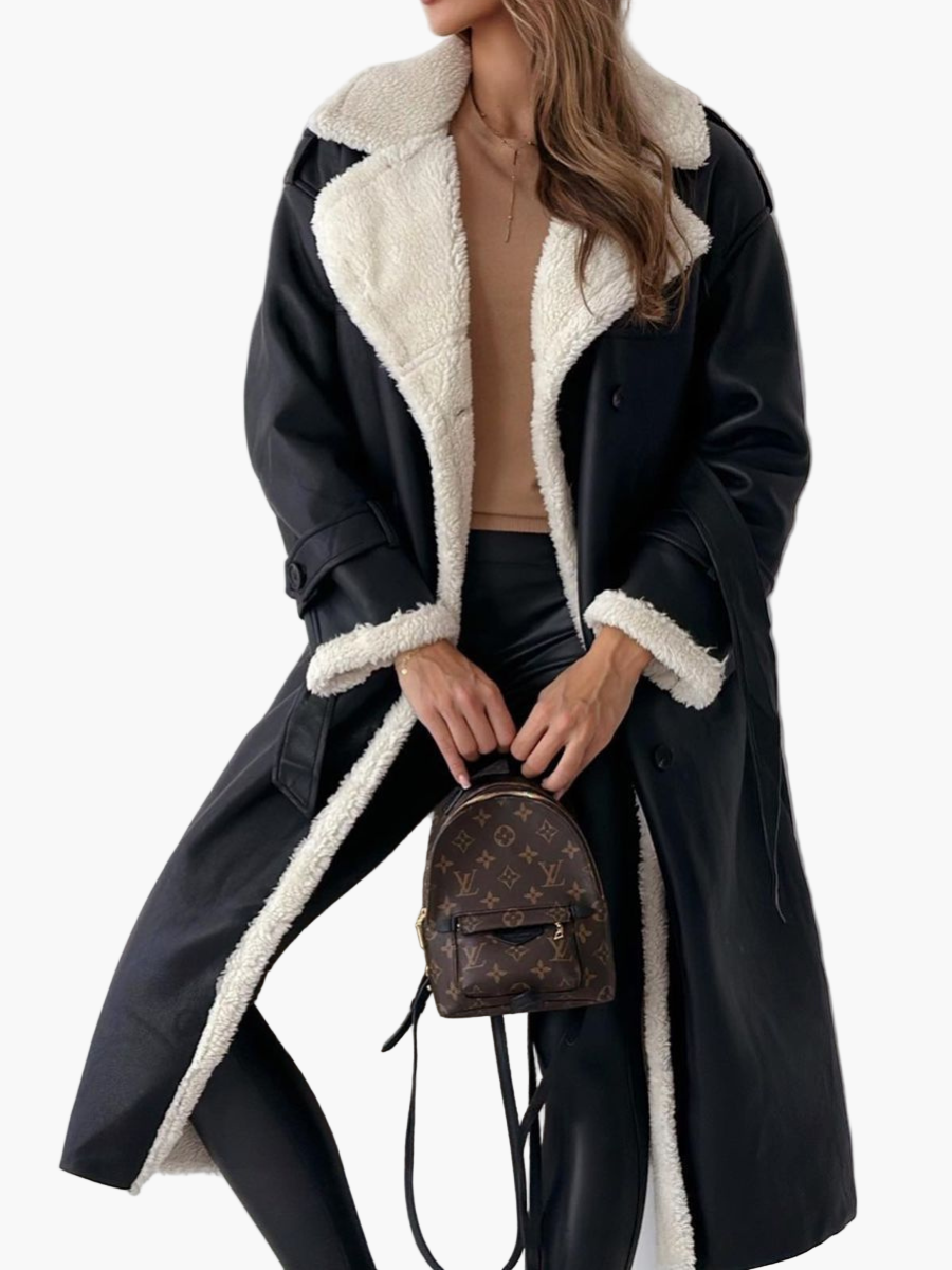 Damen Langer Mantel mit Fellkragen – Eleganter Wintermantel für stilvolle Outfits