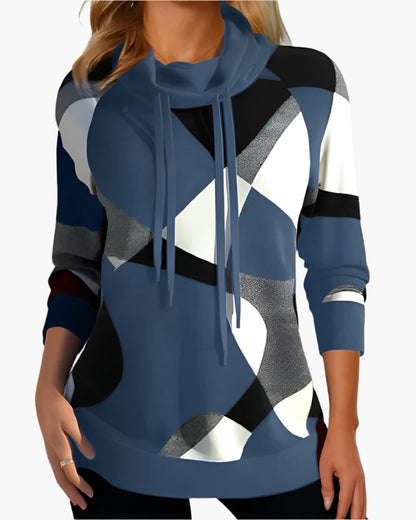 Damen Farbblock Pullover – Modischer Freizeit-Hoodie mit Kordelzug, ideal für Alltag & Freizeit