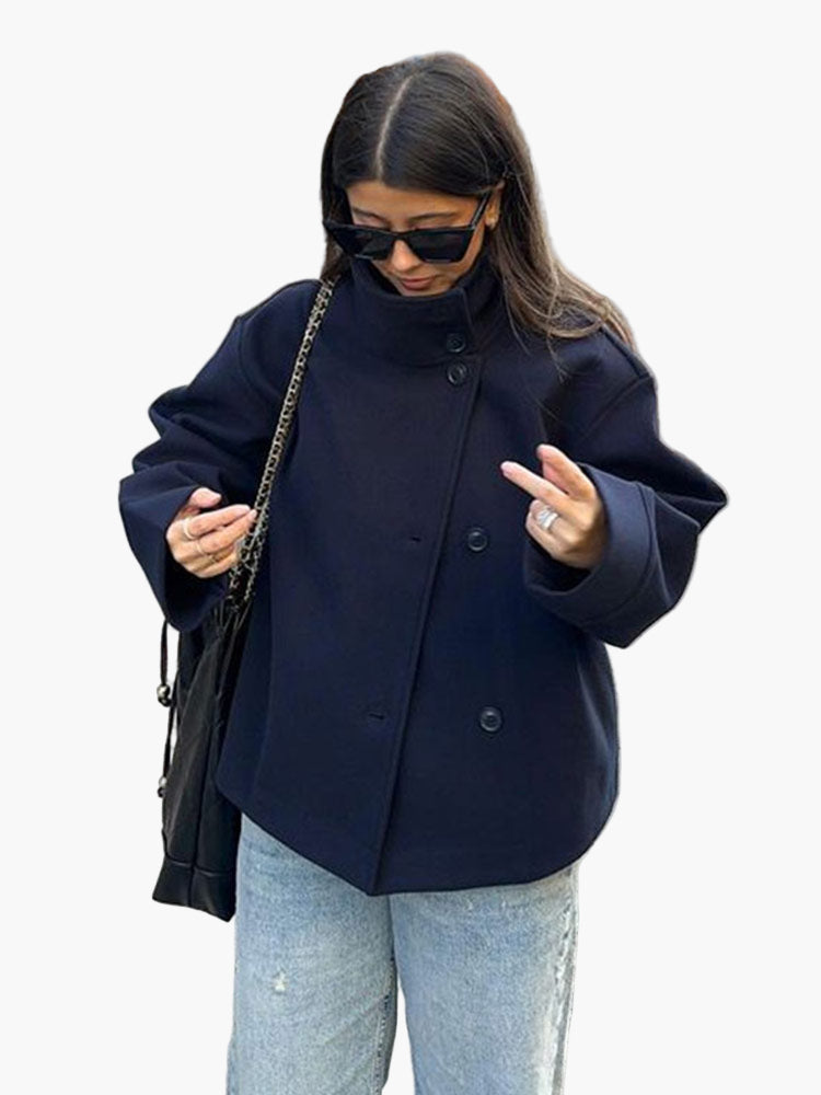 Damen Kurze Double-Breasted Übergangsjacke – Eleganter City-Look für Herbst & Frühling