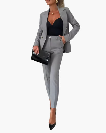 Damen Business Anzug Zweireihig mit Tailliertem Schnitt – Eleganter Hosenanzug für Büro & Events