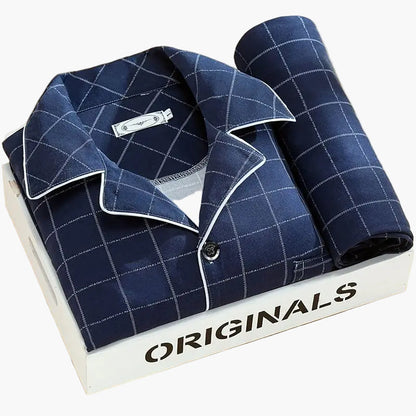 Herren Pyjama Set mit Feder-Print – Stilvolles Schlafanzug-Set für das ganze Jahr