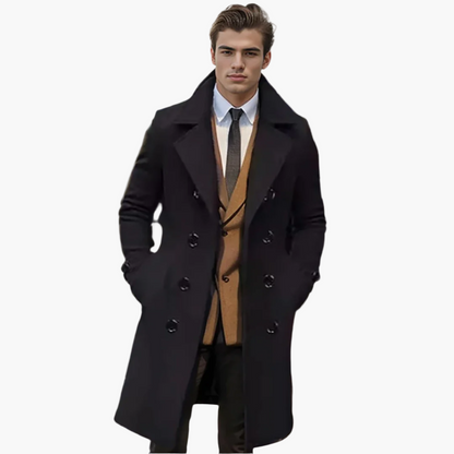 Herren Business Mantel Zweireiher – Klassischer, Eleganter Übergangs- und Wintermantel für Büro und Alltag