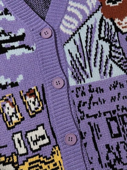 Herren Strickjacke im Kunststil mit Van Gogh Motiv – Lässige Mode für Herbst und Winter