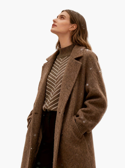 Damen Strickpullover Eleganter Winter-Stil mit Streifenmuster und Stehkragen