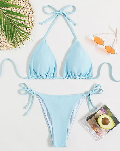Kimberley – Einfarbiger gebundener Halter-Bikini