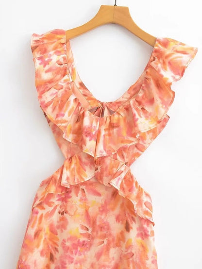 Damen Maxikleid mit Rüschen und Volants – Elegantes Sommerkleid für Freizeit und Urlaub