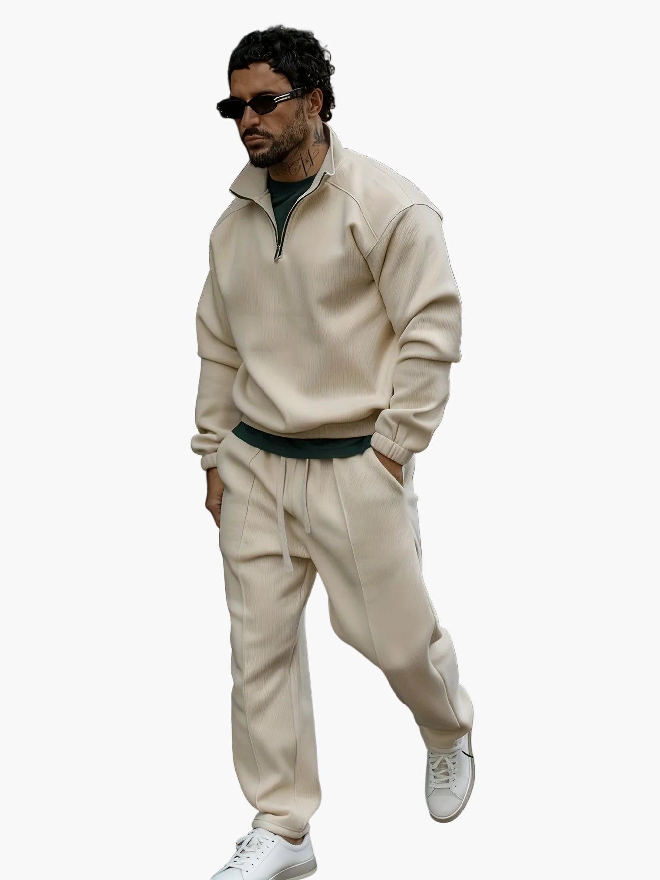 Herren Freizeit Trainingsanzug mit Reißverschluss – Modischer Streetwear Jogginganzug für Alltag und Sport