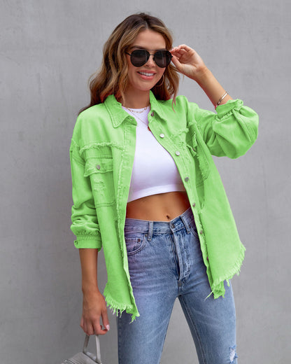 Samantha – Modische Ripped Shirtjacke für Damen im herbstlichen und Frühlingslook