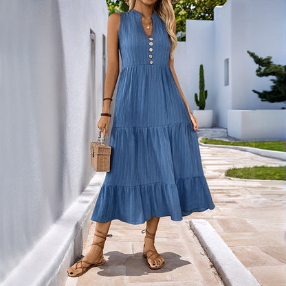 Deborah – Faltendes ärmelloses Kleid in einfarbigem Design