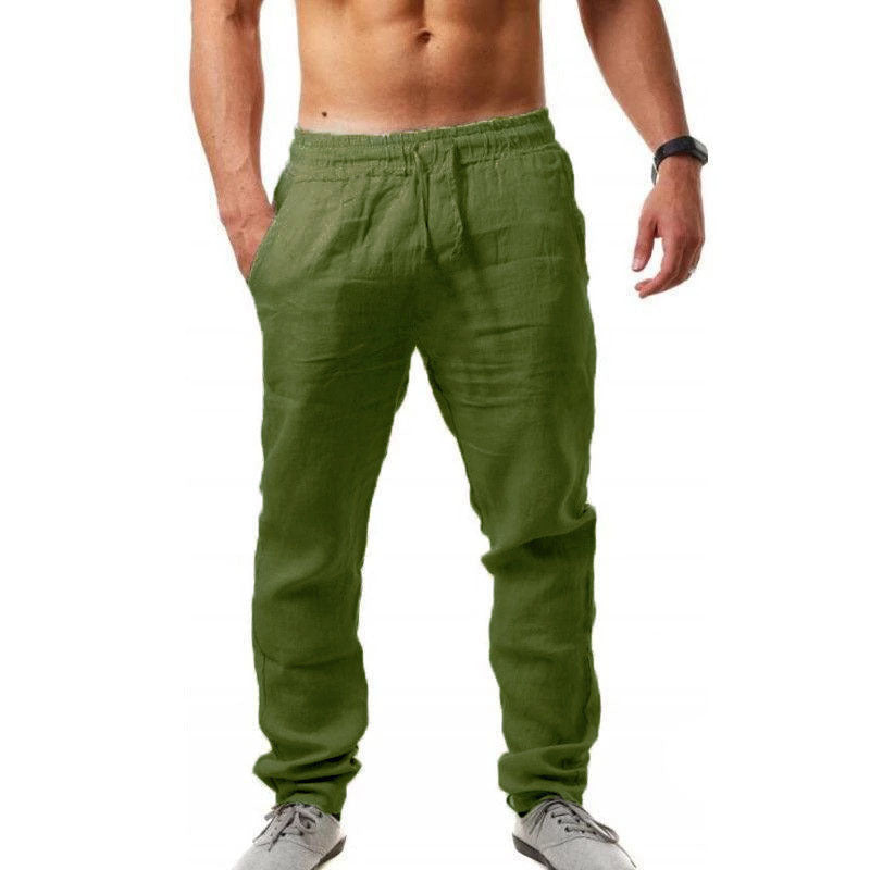 Sommerhose Herren – Leichte Leinenhose mit Gummibund für Freizeit & Strand